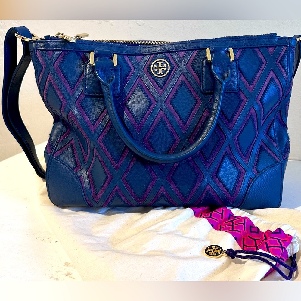 Like New Tory Burch Robinson patchwork Large double zip tote bag